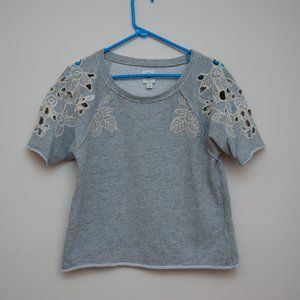 Lucky Brand Gray Sweatshirt Tee Cutout Top Small